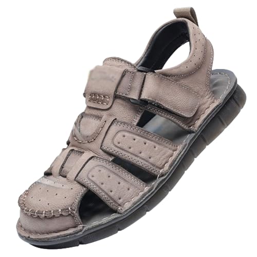 Herren Leder Sandalen,Outdoor Sport Sandale,Sommer echtes Leder geschlossene Zehe Fischer Outdoor Wandern Sportschuhe,Bequem Atmungsaktiv Strand Wandersandale,Für den Strandsommer im Freien von LuminescentDream