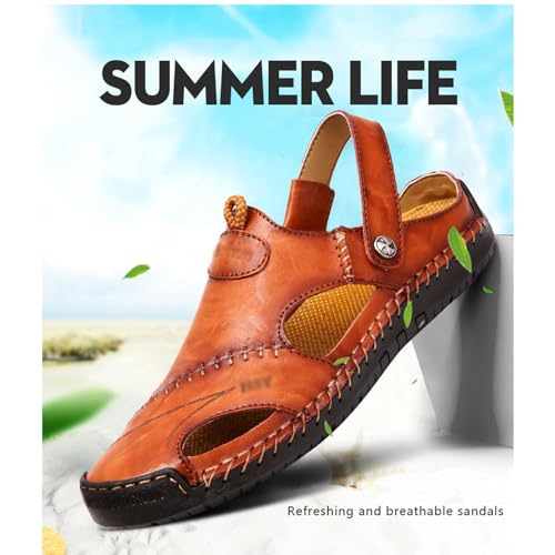 Herren Sandalen,leichte Sommer Sandalen,Ledersandalen für Herren,Beach Geschlossene Sandalen,Rutschfest und verschleißfest Wandersandalen,für Wandern Wasser Strand Sport Outdoor Sportliche von LuminescentDream