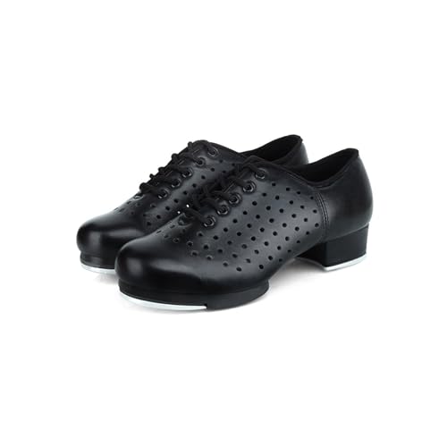 Jazz Stepptanz Schuhe atmungsaktive Tanzschuhe Schwarze Steppschuhe aus Leder Steppschuhe für Mädchen Jungen Jazz Tap Dance Schuhe Erwachsene Steppschuhe Low Heel Tap Shoes für Damen Herren von LuminescentDream
