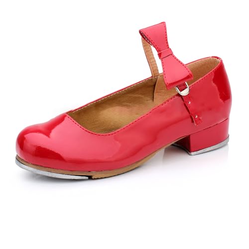 Jazz Stepptanzschuhe Tanzschuhe für Stepptanz Jazz Tap Dance Schuhe Steppschuhe Für Damen mit Schiebeschnalle Stepptanzschuhe aus Lackleder Gesellschaftstanzschuhe für Mädchen und Damen von LuminescentDream