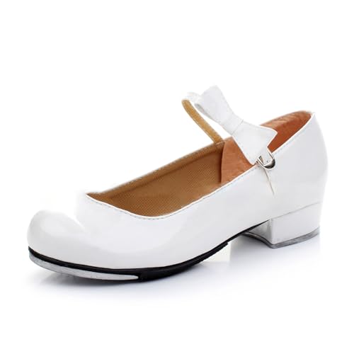 Jazz Stepptanzschuhe Tanzschuhe für Stepptanz Jazz Tap Dance Schuhe Steppschuhe Für Damen mit Schiebeschnalle Stepptanzschuhe aus Lackleder Gesellschaftstanzschuhe für Mädchen und Damen von LuminescentDream