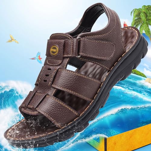 LuminescentDream Herren Leder Sandalen,leichte Sommer Sandalen,Weich und bequem Männer Sport-Outdoor Atmungsaktive Sandale,Wanderschuhe für Sommer,für Wandern Wasser Strand Sport Outdoor Sportliche von LuminescentDream