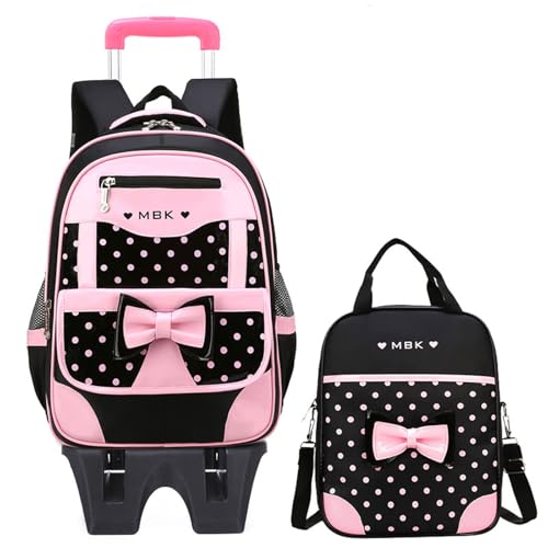 Schulrucksack mit Rollen ,Schultrolley Kinder ,Rucksack mit Trolleyfunktion ,Vielfältige Modelle,Abnehmbarer Rucksack ,mit Lunch Bag ,mit Trinkflaschenfach ,für Schule und Reise ,Mädchen 1-6. klasse von LuminescentDream