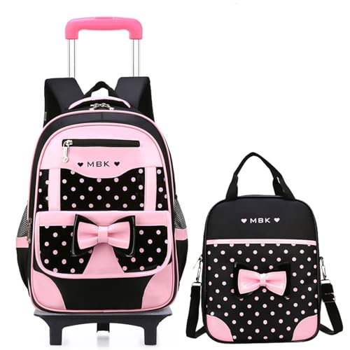Schulrucksack mit Rollen ,Schultrolley Kinder ,Rucksack mit Trolleyfunktion ,Vielfältige Modelle,Abnehmbarer Rucksack ,mit Lunch Bag ,mit Trinkflaschenfach ,für Schule und Reise ,Mädchen 1-6. klasse von LuminescentDream