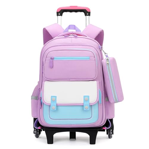 Schultrolley Kinder ,Rucksack mit Rollen ,Rucksacktrolley zum ,mit Trolley-Funktion,Schulranzen Detach ,Inklusive Federmäppchen ,6 Räder ,für Schule Freizeit & Reisen ,für Jungen und Mädchen von LuminescentDream