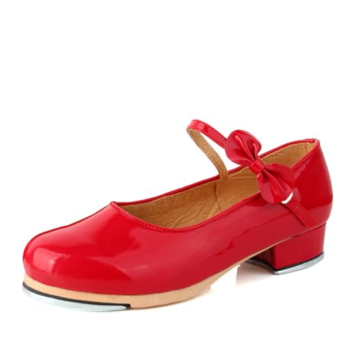 Steppschuhe Damen,Steppschuhe für Mädchen Tanzschuhe für Stepptanz mit Schiebeschnalle Stepptanzschuhe aus Lackleder atmungsaktive Tanzschuhe Gesellschaftstanzschuhe für Mädchen Damen von LuminescentDream