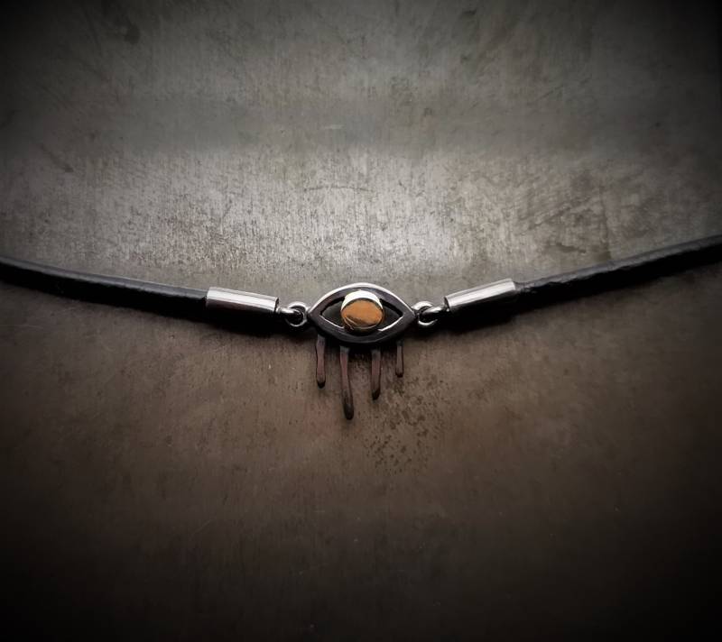 Oxidized Silverpendant in Aztec Style With A Leatherstring von LuminousHole