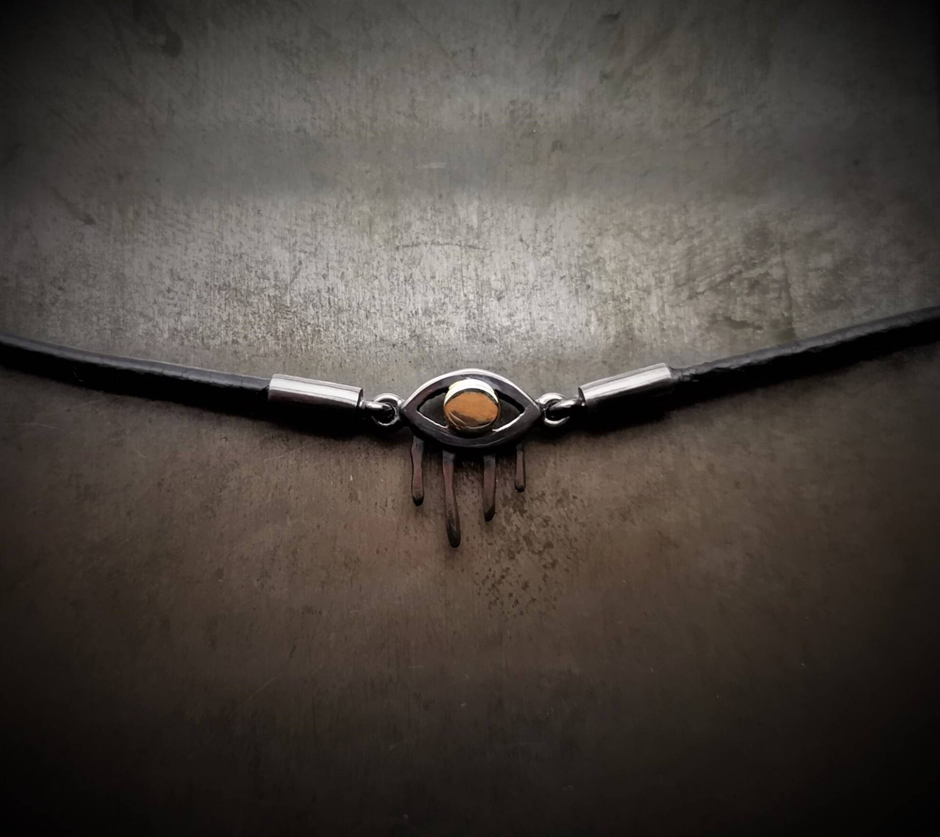 Oxidized Silverpendant in Aztec Style With A Leatherstring von LuminousHole
