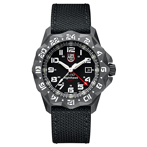 Luminox F-117 Nighthawk XA.6421 Herrenuhr 44mm - Pilotenuhr in Schwarz mit Datumsanzeige zweite Zeitzone 200m wasserdicht Saphirglas von Luminox