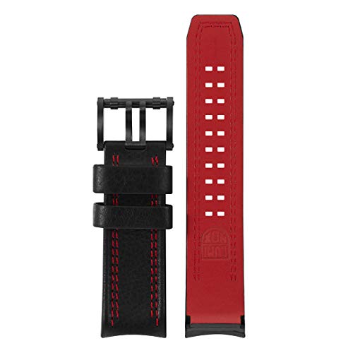 Luminox Tony Kanaan Series Herren Uhrenarmband aus Edelstahl und Leder, Farbe: Schwarz/Rot, zu der Uhrenserie Toni Kanaan 1181, 1195, Bandbreite: 26 mm, FEX.1180.20B.1.K von Luminox