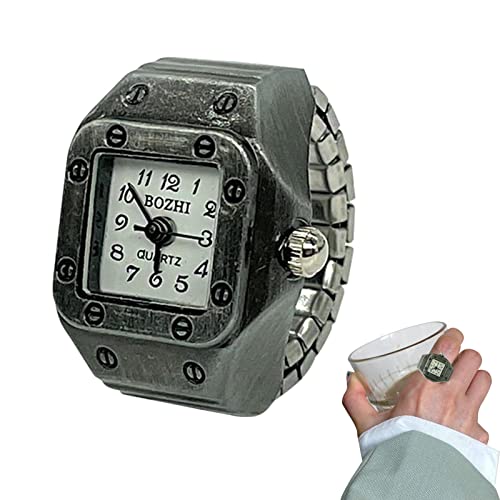 Finger-Vintage-Uhr, Dual-förmige Fingeruhr, Fingeruhr mit verstellbarem Gummiband, Vintage-Fingeruhr für Herren und Damen von Lumiscent