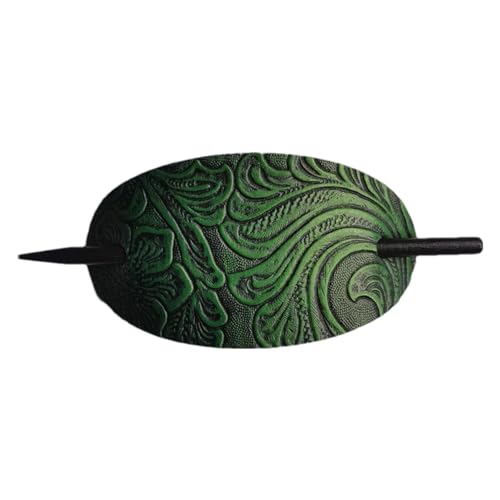 Haarspange aus Kunstleder – Haarspange mit Stab | ovale Haarspange | Haarschmuck aus Leder | Haargummi | Haarspange für Pferdeschwanz | Kopfschmuck für Damen von Lumiscent
