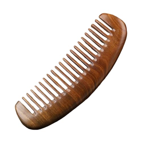 Holzkamm - Holzkamm für Frauen | Haarkamm aus | Breitzahniger Holzkamm | Handgefertigter Kamm-Haarentwirrer | Kamm für lockiges Haar, Kopfhautmassagegerät, Sandelholz-Entwirrungskamm für Schulrei von Lumiscent