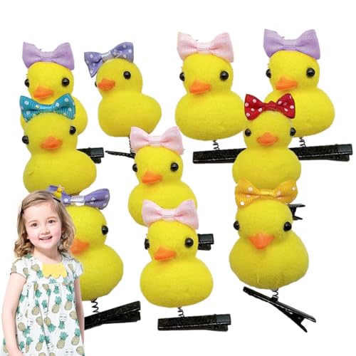 Kleine Enten-Haarnadel, 10-teiliges Cartoon-Enten-Plüsch-Haarnadel-Set, Beflockte Oster-Haarspangen, Küken-Haarnadel-Spielzeug, Lustige Tier-Haarspangen Für Kinder Und Frauen, Oster-Kopfschmuck von Lumiscent