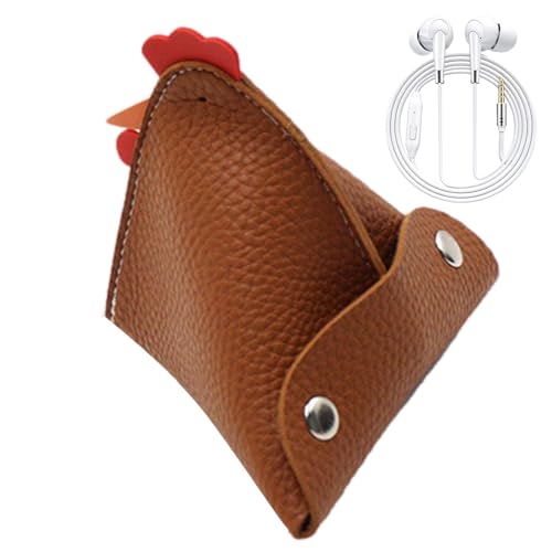 Münzbörse mit Huhn-Motiv, aus PU-Leder, Schlüsseletui mit Schnallen, kleine Ledergeldbörse, kompaktes Schlüsseletui aus Leder, Kopfhörertasche, Clutch, Geldbörse für Münzen, Schlüssel, Karten, von Lumiscent
