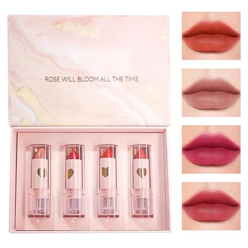 Samtmattes Lippenstift-Set – Samt-Lippenstift-Set für Frauen | Langanhaltender, weicher, matter Lippenstift | 4-Farben-Samt-Lippenflecken-Set | Samtiges, hochpigmentiertes Lipgloss-Set, Make-up-Lippen von Lumiscent