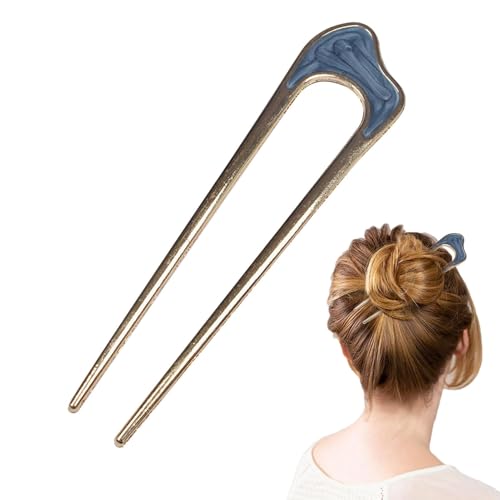 Vintage U-förmige Haarnadel aus Metall – Haargabel aus Metall | Kurzhaarfrisur-Accessoires Haarstäbe | Haarstäbchen aus Metall | Haar- -Pins | Metall-U-förmige Haar-Seitenkämme für Frauen, Mädch von Lumiscent