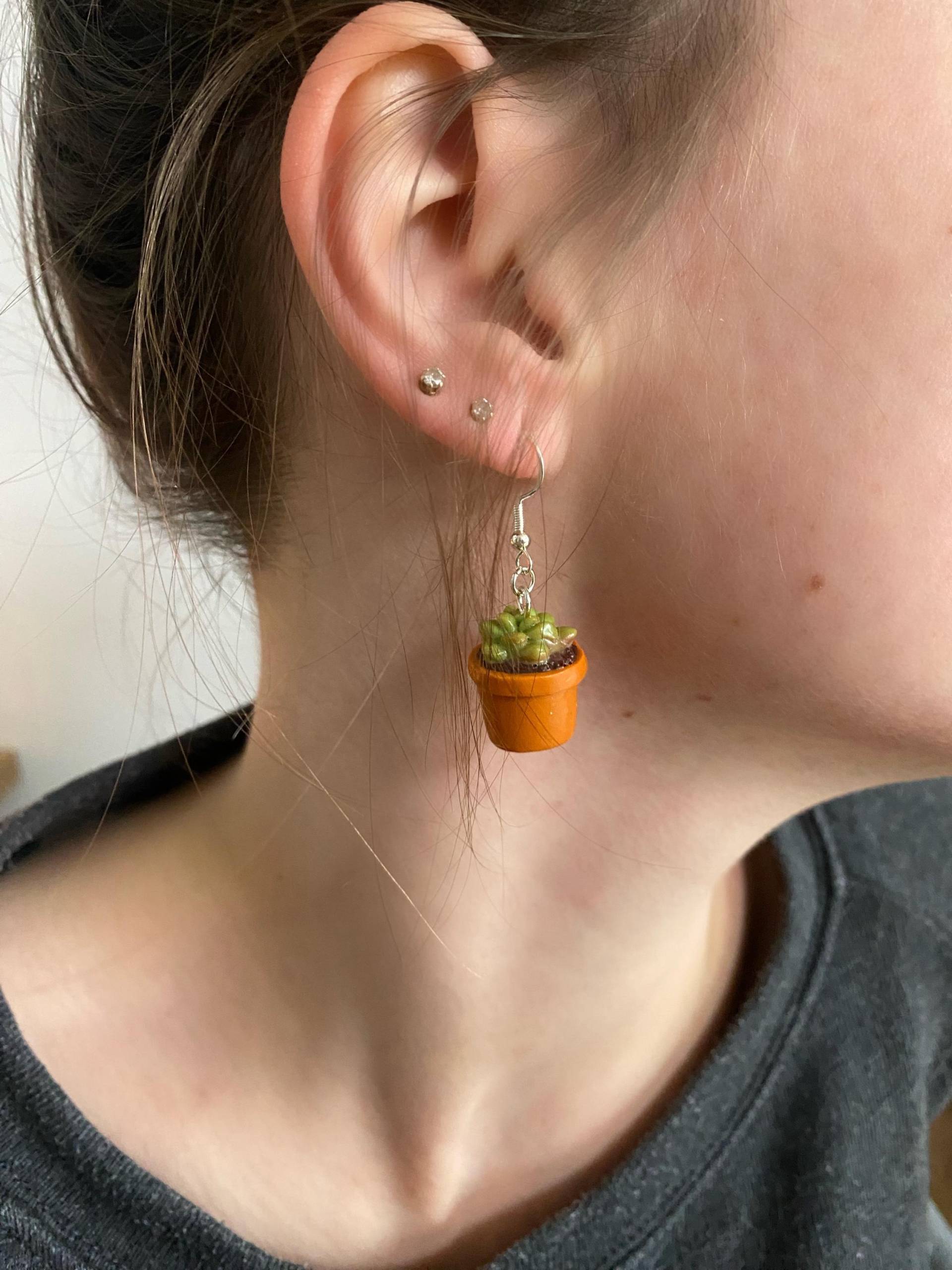 Succulent Earrings - Polymerclay Handmade, Minimalist Jewelry, Ooak, Plant Earrings, Tonschmuck, Hängeohrring Succulent Earrings - Polymerclay Handmade, Minimalist Jewelry, Ooak, Plant Earrings, Tonschmuck, Hängeohrring von LumisfantaSea