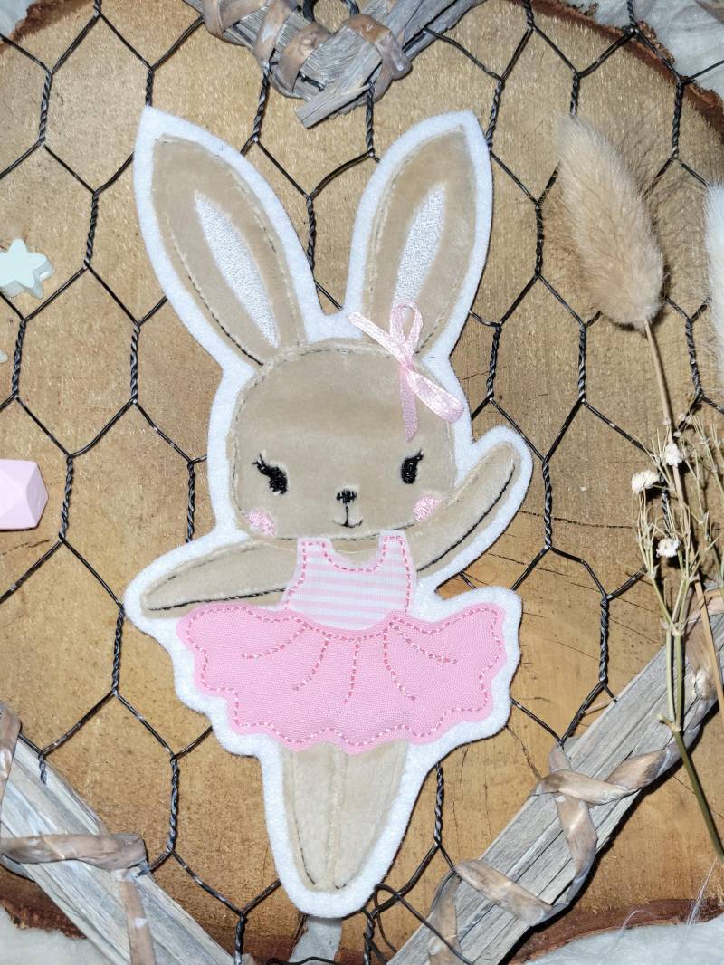 Applikation Ballerina Hase, Aufnäher, Flicken von Lummpitz