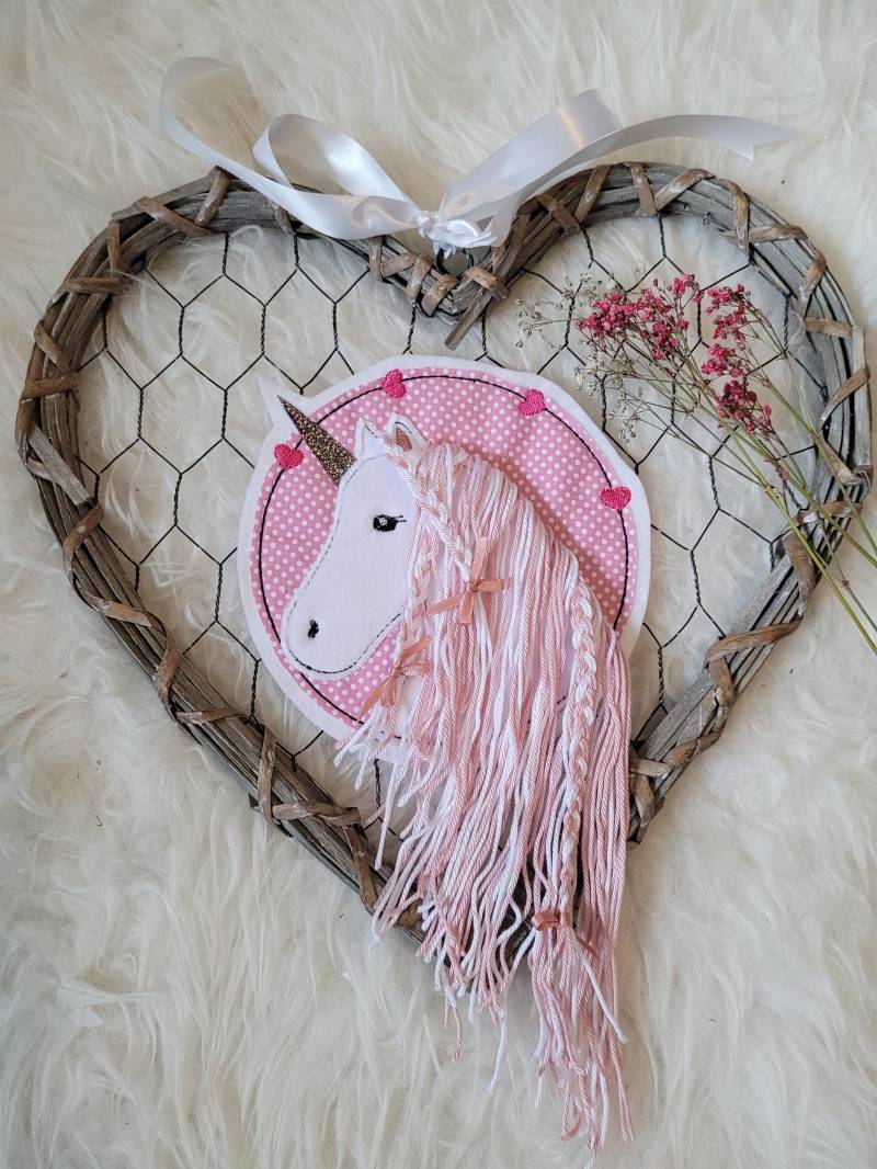 Applikation Einhorn, Einhornkopf, Einhornbutton, Mit Wollmähne Und Glitzerhorn Applikation Einhorn, Einhornkopf, Einhornbutton, Mit Wollmähne Und Glitzerhorn von Lummpitz