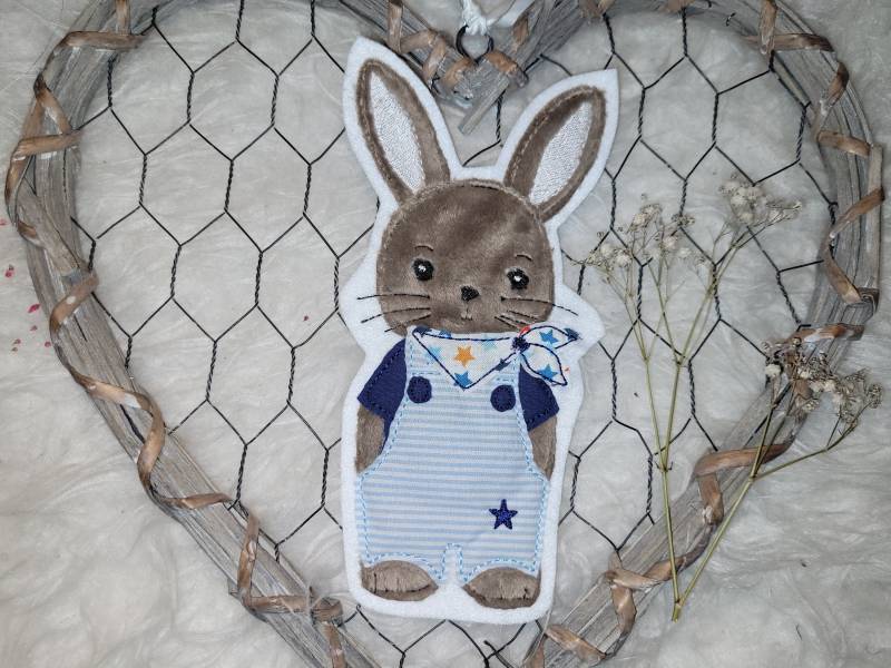 Applikation Hasen Junge, Hase, Aufnäher, Flicken von Lummpitz