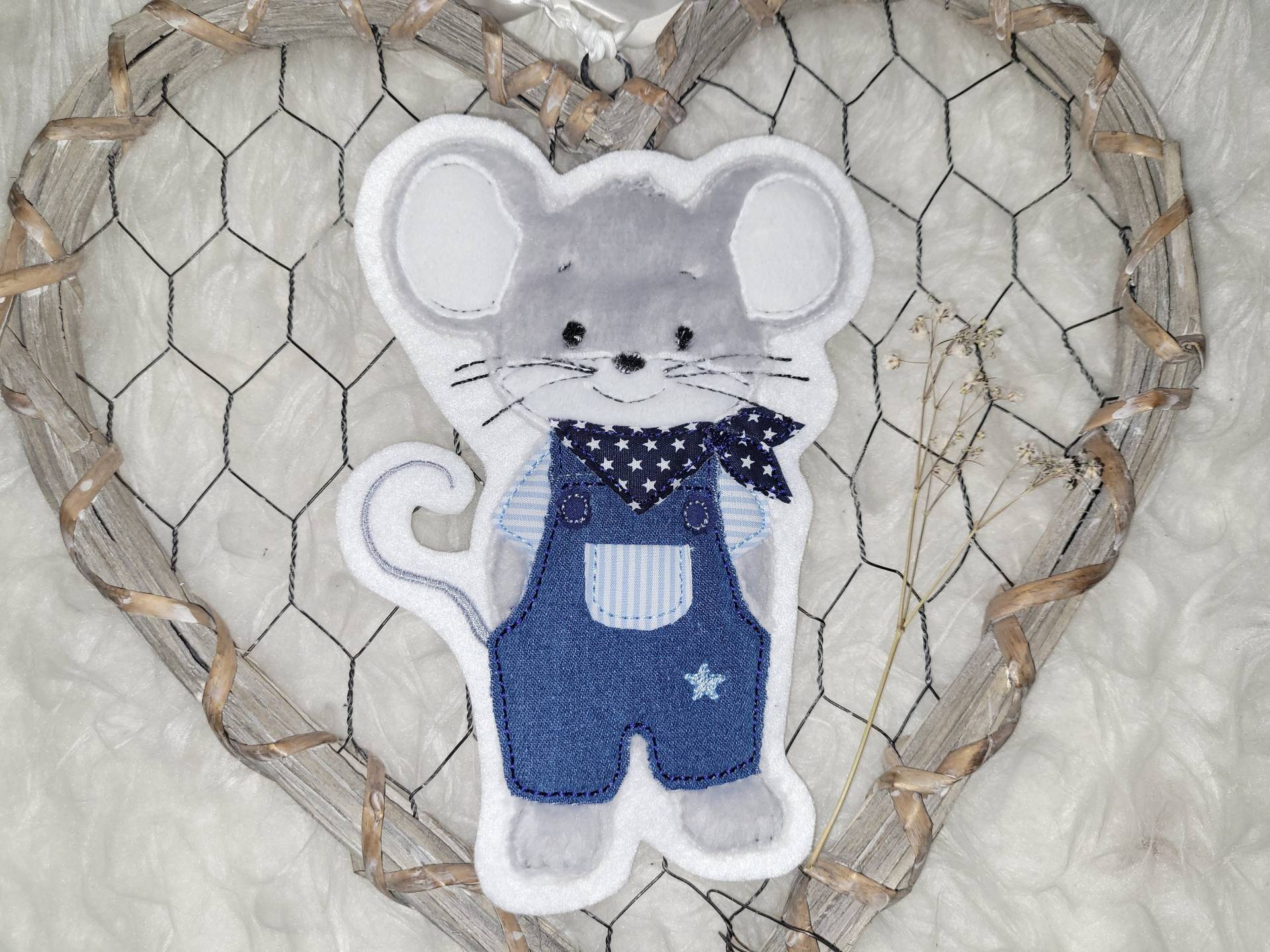 Applikation Maus Junge, Button, Aufnäher von Lummpitz