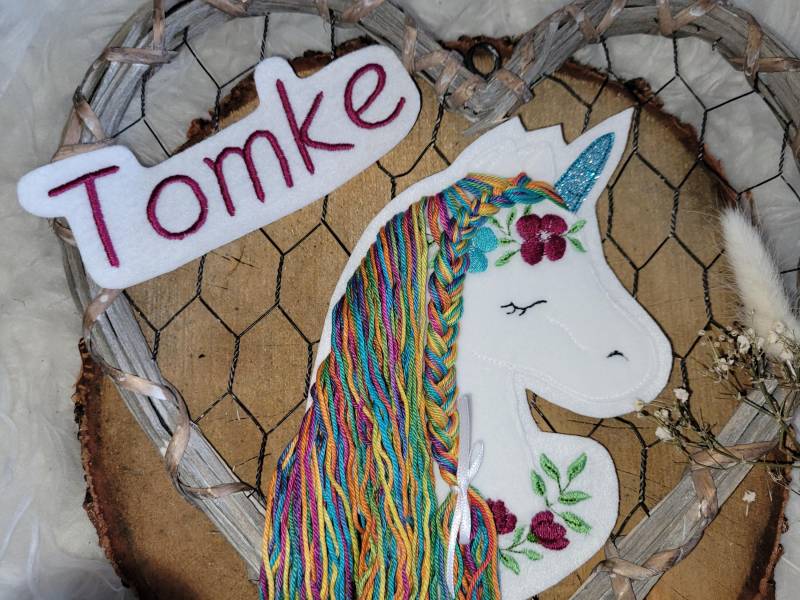 Applikation Set Boho Einhorn Mit Glitzerhorn, Wollmähne Und Name, Wunschname Applikation Set Boho Einhorn Mit Glitzerhorn, Wollmähne Und Name, Wunschname von Lummpitz