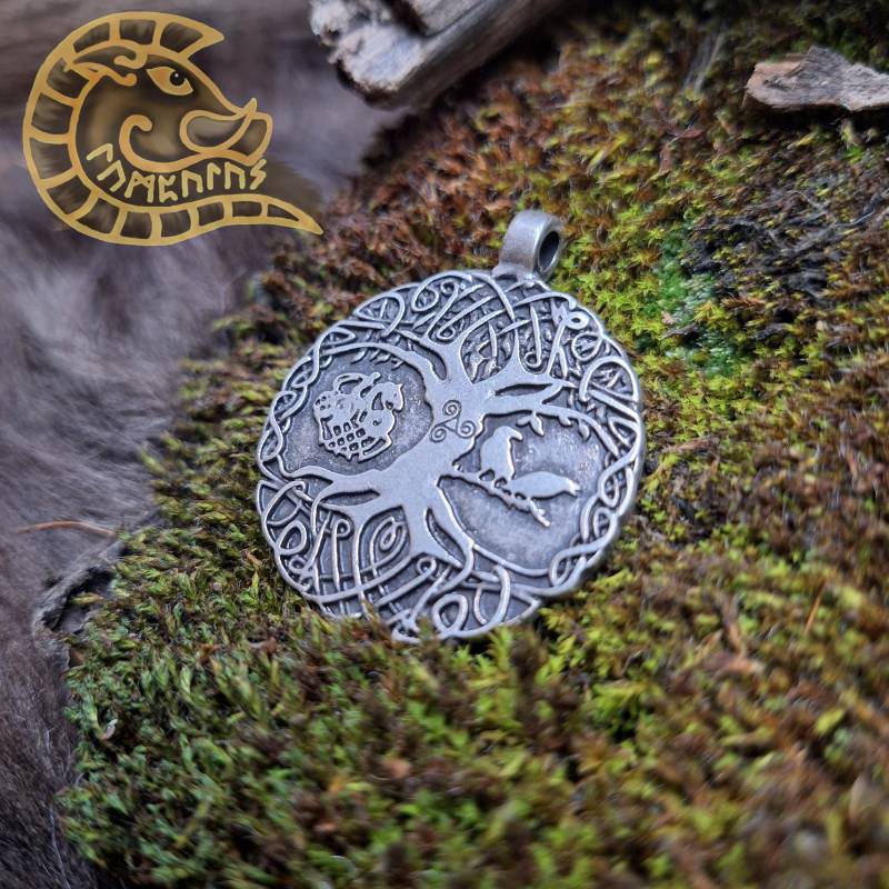 Silber Yggdrasil Odin Hugin Munin Sleipnir Medallion - Medallie Münze Kettenanhänger Larp Nordisch Pagan Boho Ethno Wiccan Wikinger Silber Yggdrasil Odin Hugin Munin Sleipnir Medallion - Medallie Münze Kettenanhänger Larp Nordisch Pagan Boho Ethno Wiccan Wikinger von Lumpulus