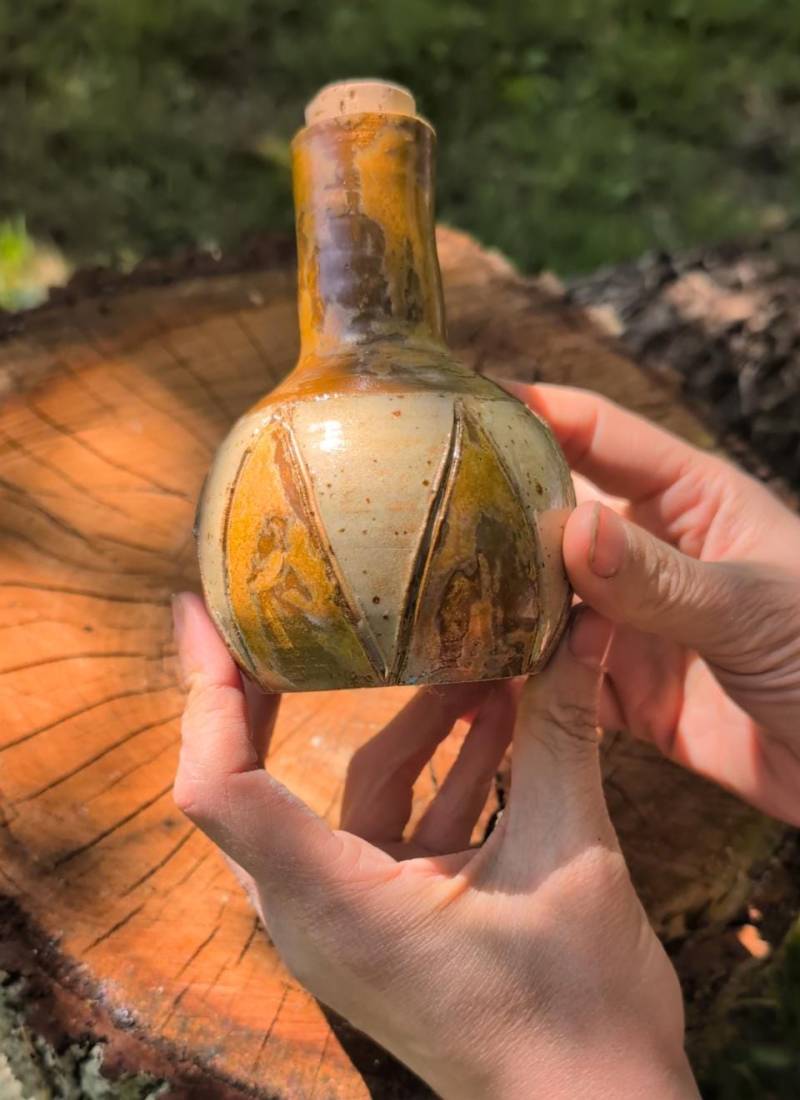 steinzeugflasche Lederhalter Kugelflasche Larp Mittelalter Trankflasche Kostüm Kräuterkunde - Ein Besonderes Geschenk von Lumpulus