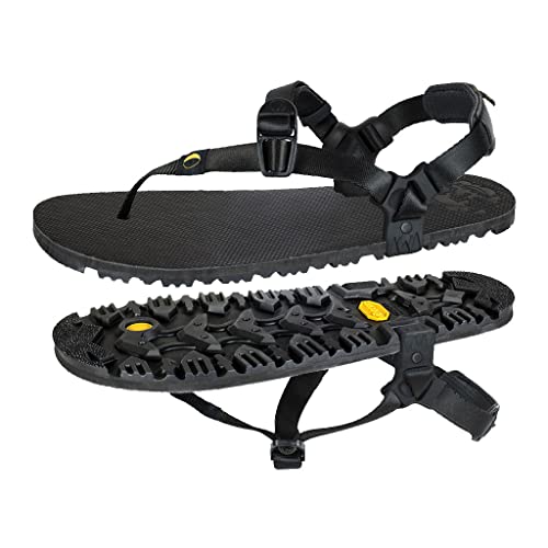Luna Sandals OSO Flaco Winged Edition | Minimalistische Lauf- und Wandersandalen – Leichte 8 oz bequeme Sandalen für Damen und Herren | Verstellbare Passform, Schwarz (schwarz), 43 EU von Luna Sandals
