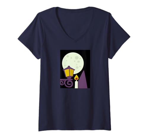 Damen Ostern bei Nacht T-Shirt mit V-Ausschnitt Damen Ostern bei Nacht T-Shirt mit V-Ausschnitt von Luna Semana Santa Sonia Pascual Illustrations