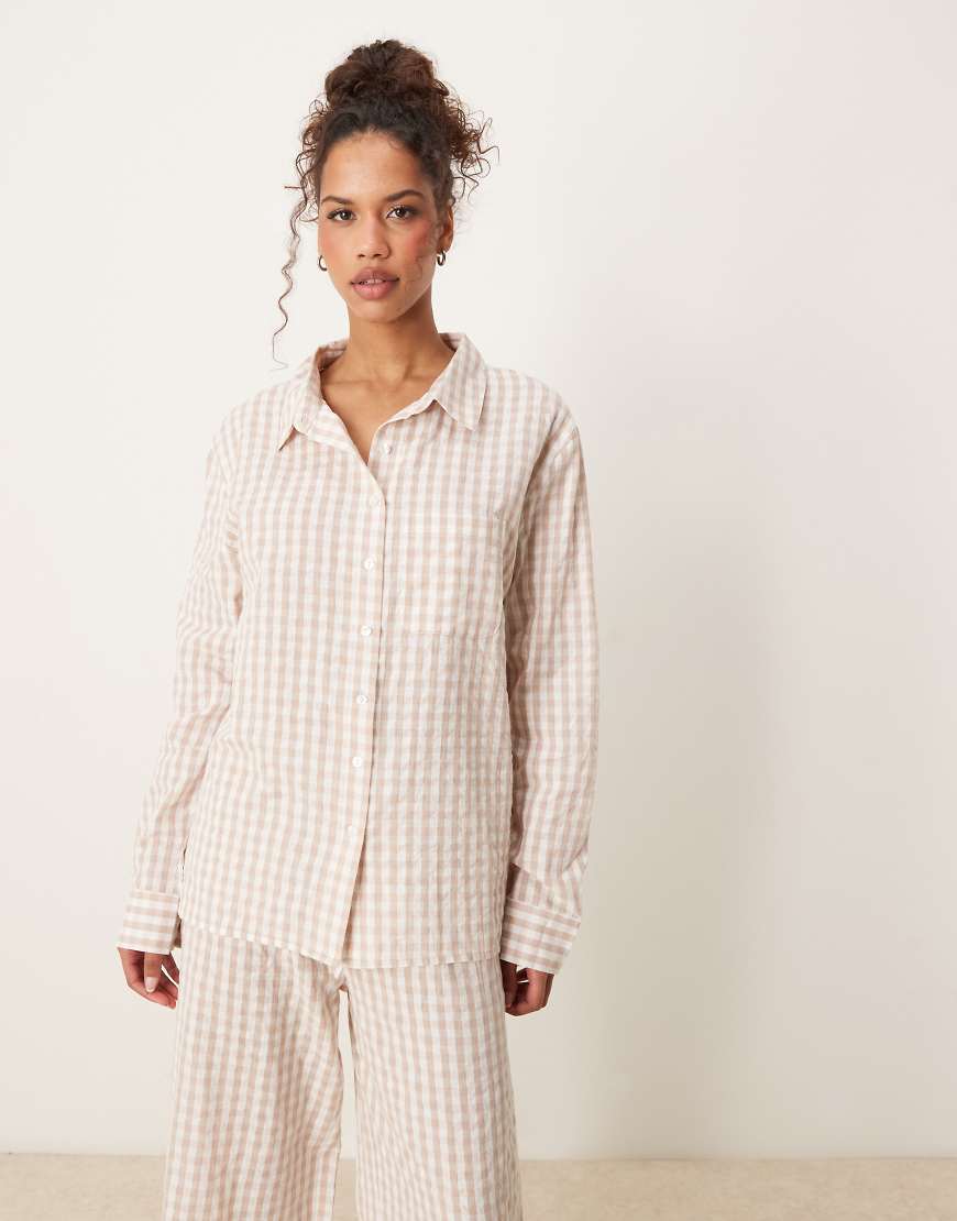 Luna - Oversize-Pyjamahemd in Beige, Kombiteil-Neutral von Luna