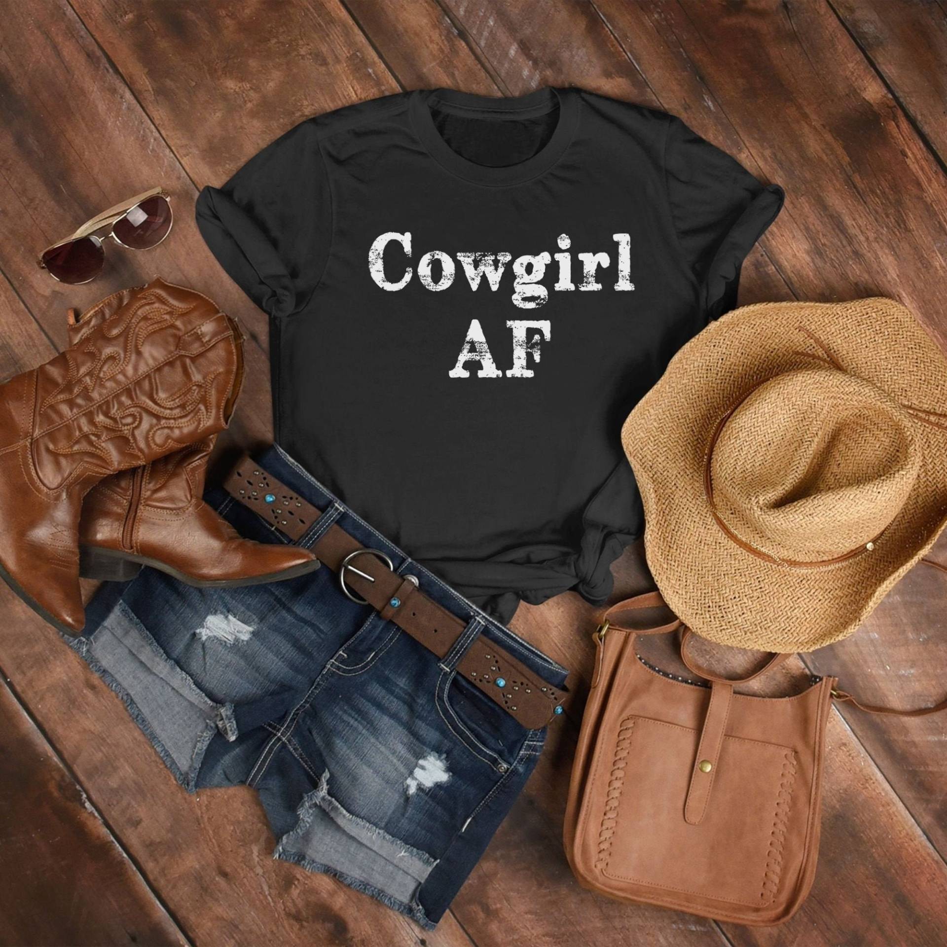 Cowgirl Af Lustiges Western Shirt Für Frauen, Outfit Country Konzert Shirt, Texas Music Tshirt Girl von LunaAndLous