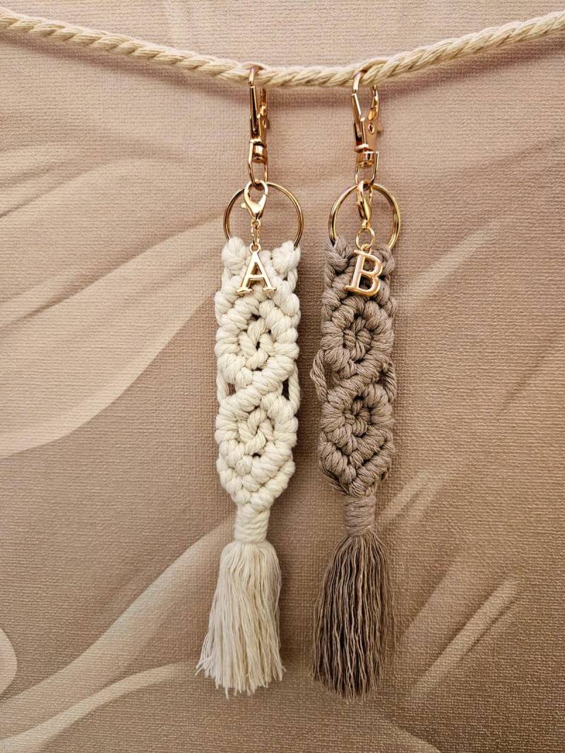 Bohemian Schlüsselanhänger | Makramee - Personalisierbar Mit Weiteren Anhängern von LunaCraftDE