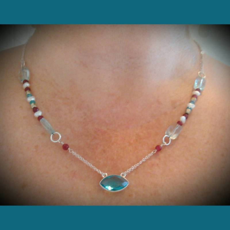 Süssste Blaue Topas Sterling Silber Kette von LunaDancing