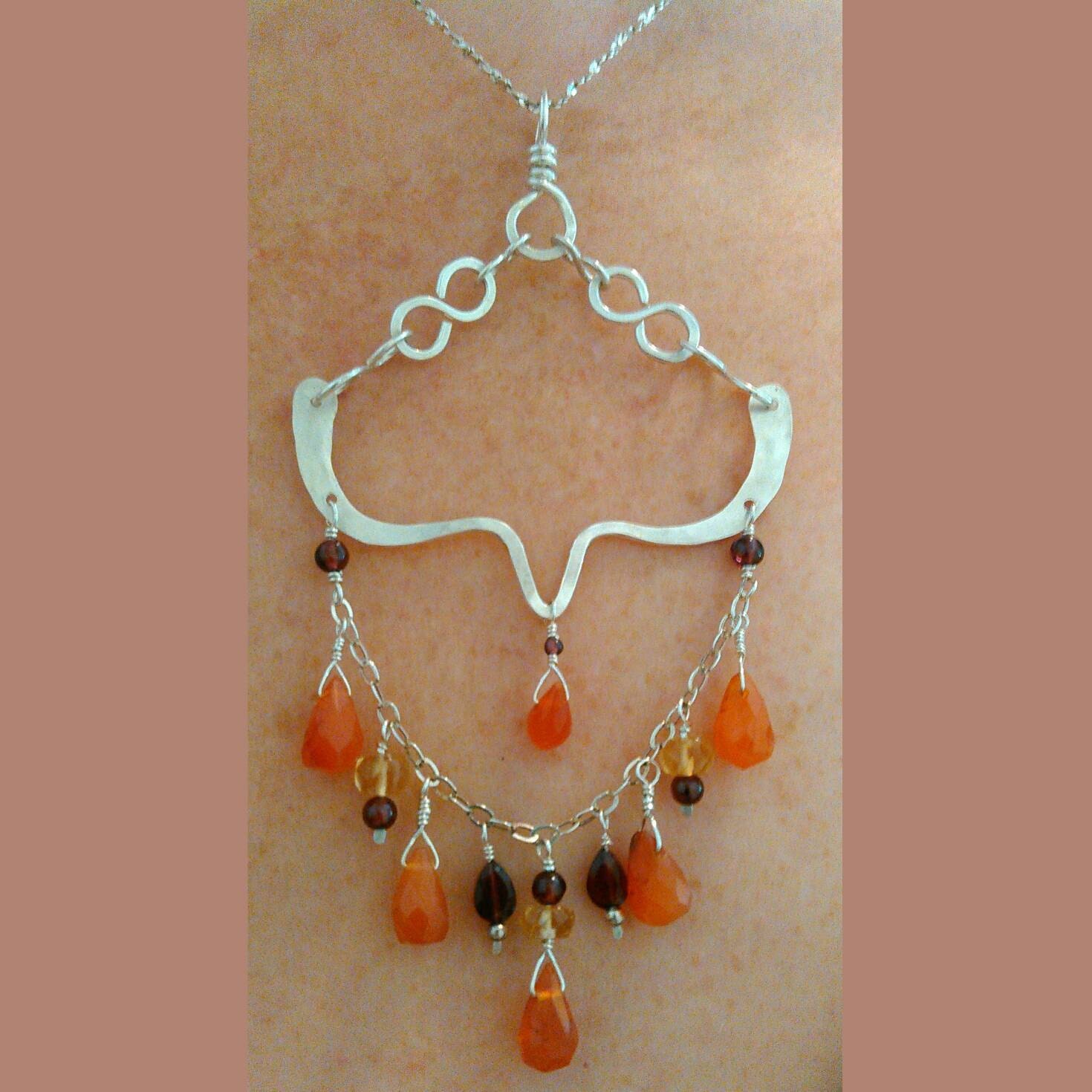 sterling Silber Halskette Granat Karneol Citrin Handmade Kalt Geschmiedet Edelstein Schmuck sterling Silber Halskette Granat Karneol Citrin Handmade Kalt Geschmiedet Edelstein Schmuck von LunaDancing