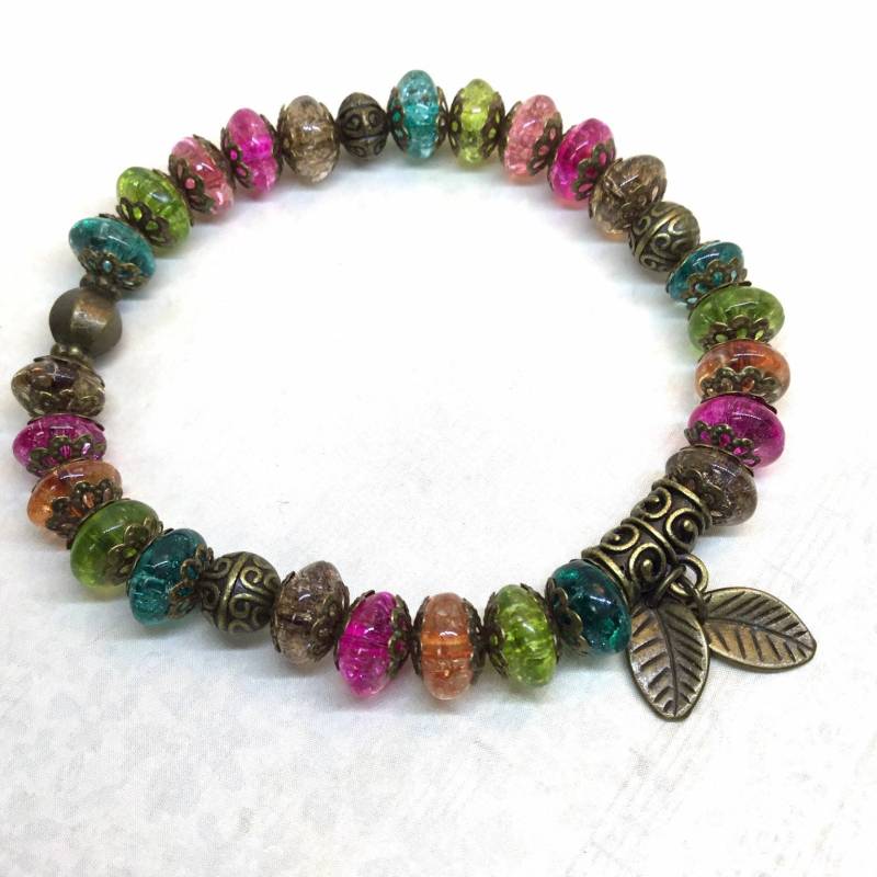 Boho Mehrfarbiges Stretcharmband Messing Turmalin Farbiges Glasperlenarmband Boho Mehrfarbiges Stretcharmband Messing Turmalin Farbiges Glasperlenarmband von LunaElin