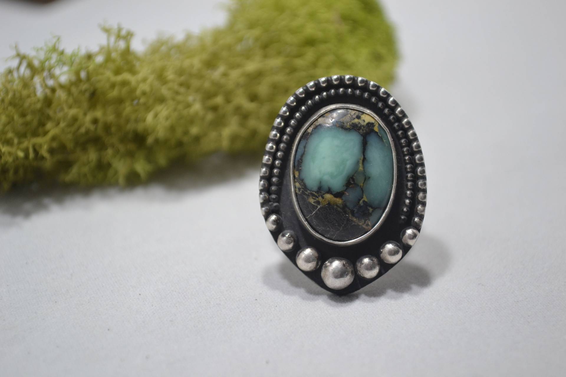Smaragd Stadt Variscite Ring, Sterling Silberring, Statement-Ring, Türkis Schmuck, Geschenke Für Sie von LunaHakuna