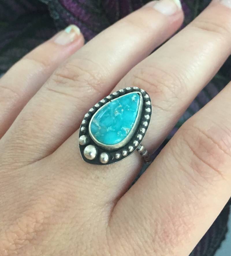 Türkis Ring, Ring Roh, Weiß Wasser Türkis, Sterling Silberring, Handgemachter Schmuck, Schmuck Türkis Ring, Ring Roh, Weiß Wasser Türkis, Sterling Silberring, Handgemachter Schmuck, Schmuck von LunaHakuna
