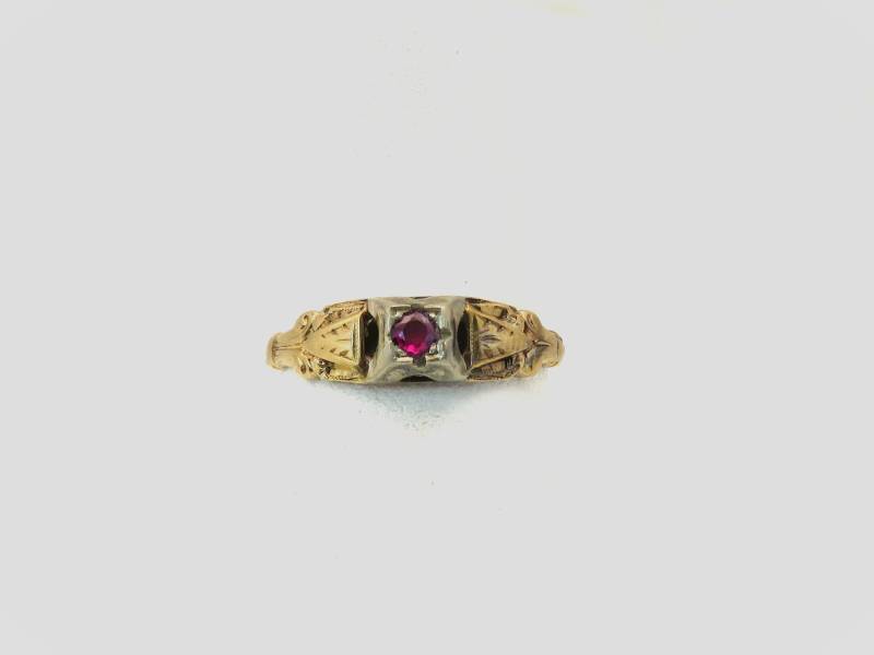 Art Deco 14K Gelb - Und Weißgold Rubin Ring von LunaLagoonTreasures