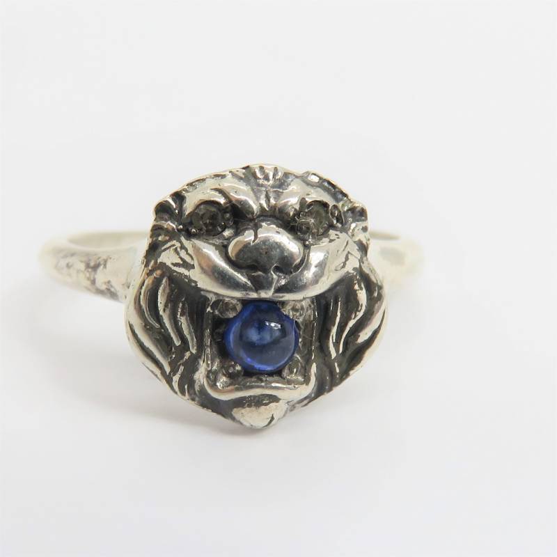 Vintage Diamant Und Saphir Sterling Silber Löwe Ring von LunaLagoonTreasures