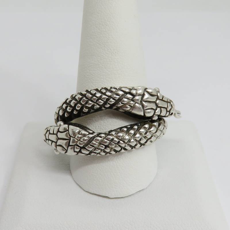 Vintage Solid Sterling Silber Großer Doppel Schlange Bypass Ring von LunaLagoonTreasures