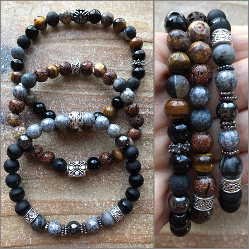 Herren Perlen Armband Trio Herren Perlen Armband Trio von LunaLifeDesign