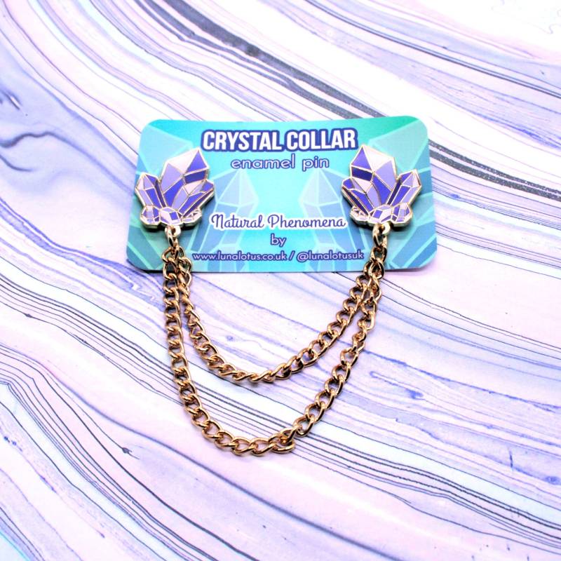 Amethyst Kristall Cluster Emaille Pin Gold Ketten Anstecknadel von LunaLotusUK
