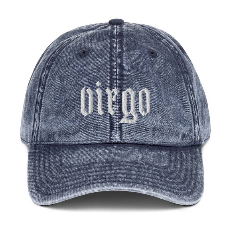 Jungfrau Bestickte Vintage Baseball Mütze - Old English Sternzeichen Dad Cap Astrologie Geschenk von LunaLucida