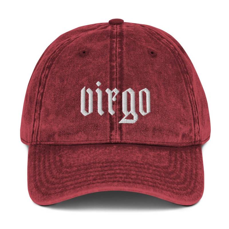 Jungfrau Bestickte Vintage Baseball Mütze - Old English Sternzeichen Dad Cap Astrologie Geschenk von LunaLucida