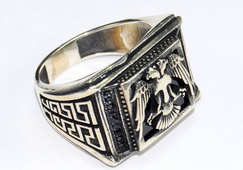 925 Sterling Silber Herren Ring Mit Absolut Handgemacht Echte Doppeladler von LunaSilverJewels