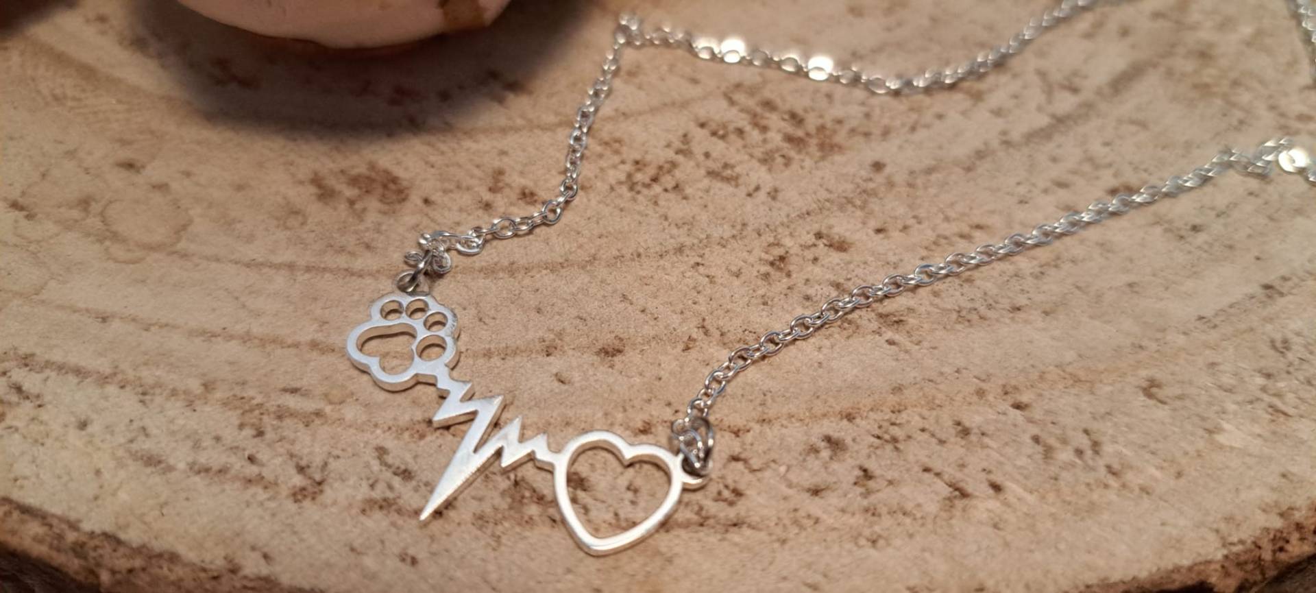 Kette Mit Anhänger Herzschlag, Herz Und Tierpfote, Hund, Katze, Perfektes Geschenk Für Tierliebhaber von LunaStoreCB