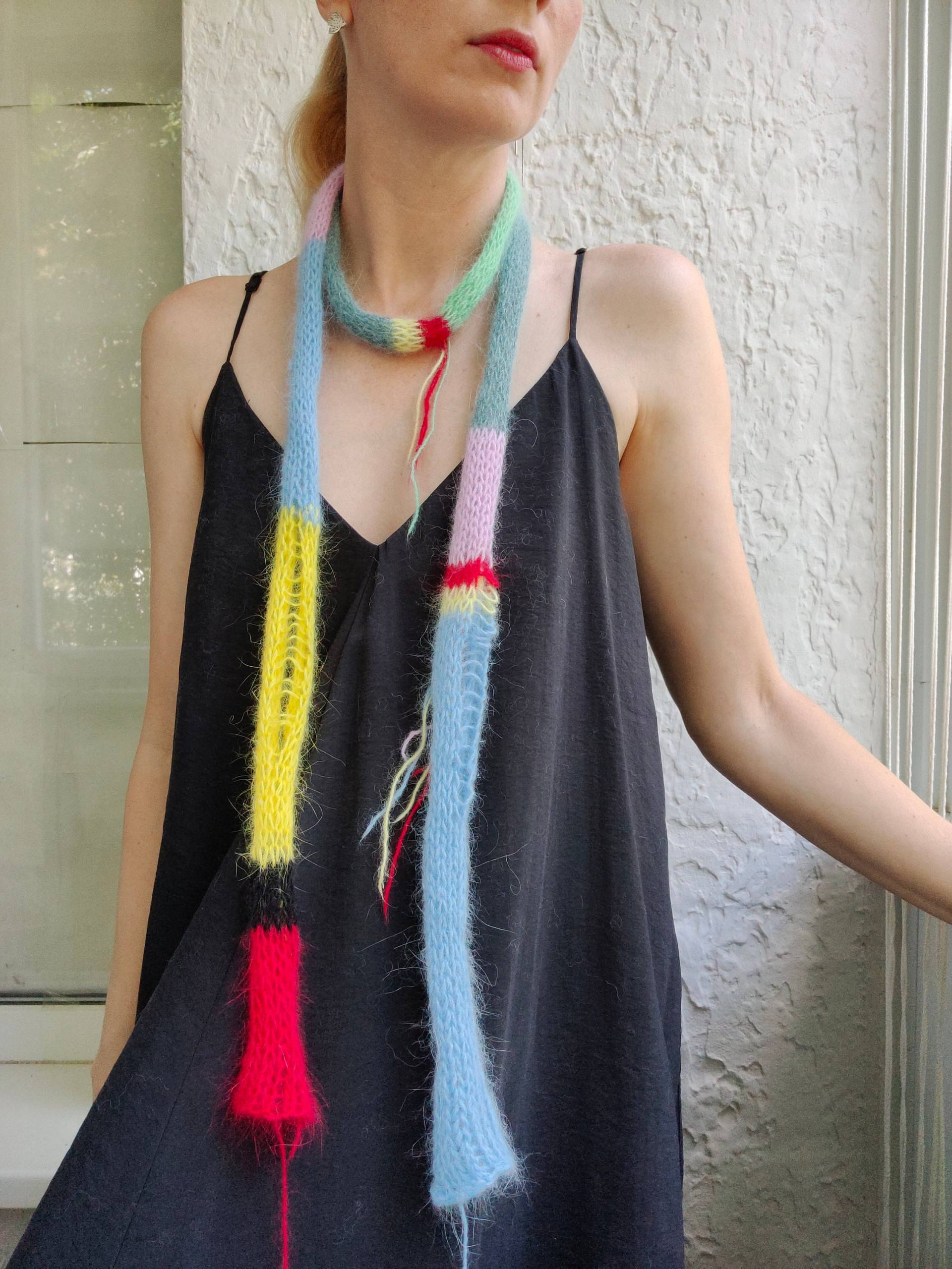 Flauschiger Regenbogen Dünner Schal Strickschal Damenschal Patchwork-Strickschal Flauschiger Regenbogen Dünner Schal Strickschal Damenschal Patchwork-Strickschal von LunaUA