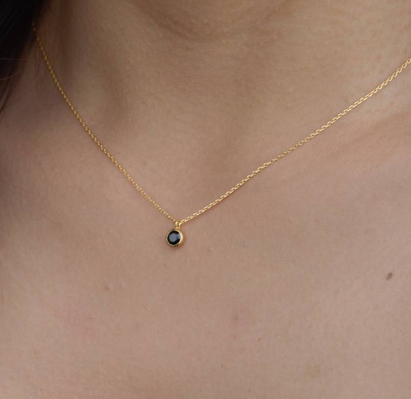 Black Spinel Halskette - Charm Layering Zierliche Brautjungfer Geschenk von Lunaijewelry